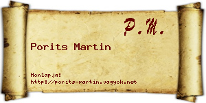 Porits Martin névjegykártya